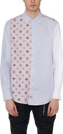 Aries Mens Camicia Patchwork In Cotone - White Cotton - Size Medium
