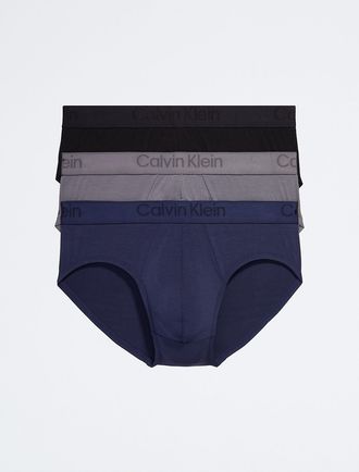Calvin Klein Mens CK Black 3-Pack Hip Brief - Multi - XL
