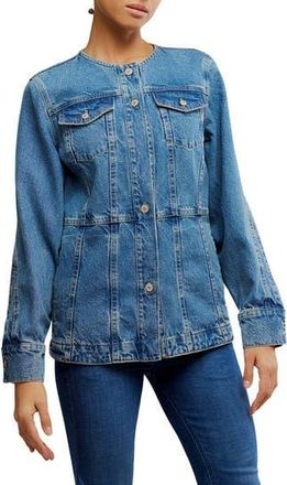 Free People Lula Collarless Denim Jacket in River Blues at Nordstrom Rack, Size Small