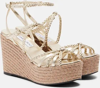 Jimmy Choo London Nyra braided leather espadrille wedges