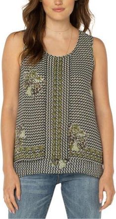 Liverpool Geo Floral Print Double Layer Woven Top at Nordstrom Rack, Size X-Small
