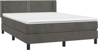 vidaXL Cama Box Spring Con Colch&oacute;n Terciopelo Gris Oscuro 140x200 Cm Vidaxl