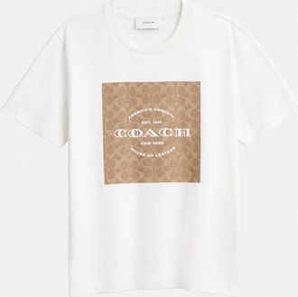 Coach Womens Signature Square T Shirt - White - Size X-Small