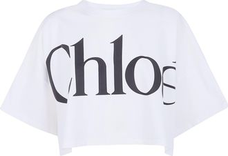 Chlo&eacute; Classic Chloe Printed Oversized Cropped T-Shirt