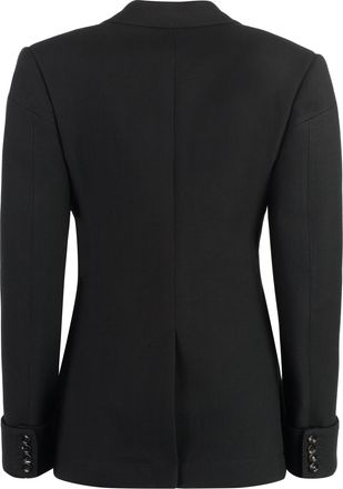 Bottega Veneta Womens Cotton Blend Single-Breast Jacket Black Wool Blazers