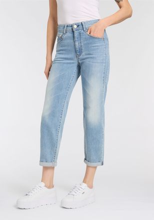 Herrlicher Tapered-fit-Jeans HERRLICHER Gila HI Tap Denim, Damen, Gr. 26, N-Gr, waterway, Denim/Jeans, Obermaterial: 98% Baumwolle, 2% Elasthan, Jeans Tapered-fi