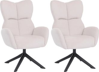 Hhg [nunca Usado] Juego De 2 Sillas De Comedor Hhg-533, Silla Relax, Silla De Sal&oacute;n, Silla Tapizada, Giratoria, Metal Y Cord&oacute;n (320 G/m&sup2;), Color Crema