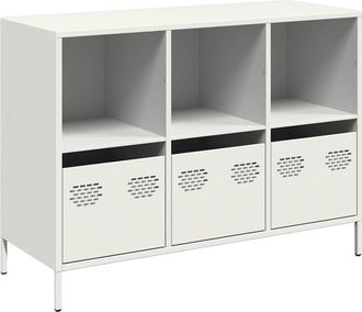 vidaXL Credenza Bianca 101,5x39x73,5 Cm In Acciaio Laminato A Freddo - Vidaxl