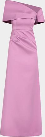 Teri Jon One-Shoulder Stretch Mikado Gown