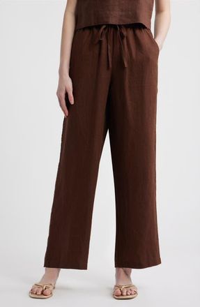Rails Emmie Linen Drawstring Pants in Espresso at Nordstrom, Size X-Small