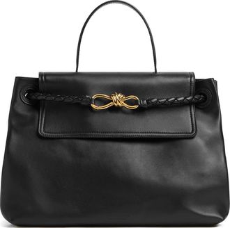Bottega Veneta Ciao Ciao Knot Detail Leather Top Handle Bag in 1019 Black-M Brass at Nordstrom