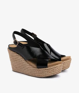 Pedro Garcia Slingback criss cross wedge in black naplack | Donvina | Spring Summer 26 |PEDRO GARCIA
