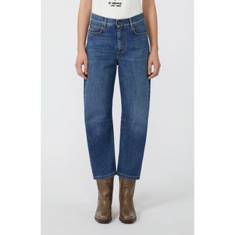 Max Mara Caprile Tapered Crop Jeans in Navy at Nordstrom, Size 10