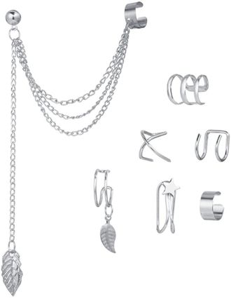 Generic Adjustable Ear Cuff Earrings for Women Cartilage Ear Clip Aesthetic Kpop Minimalist Modern Goth Unique Trendy Variety Earring Cuff Non Pierced Sets of