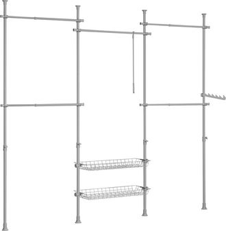 SoBuy Perchero de ropa telescópico altura ajustable 2 barras metal gris