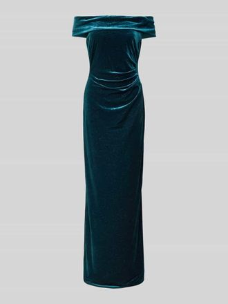 Christian Berg Cocktail Off-Shoulder-Kleid mit seitlicher Raffung in Dunkelgruen Melange, Gr&ouml;&szlig;e 50