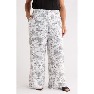 Sugarlips Renzo Toile Mulvane Wide Leg Pants Curve in Grey-Black at Nordstrom, Size 2 X