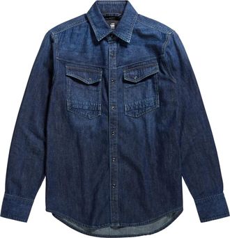 G-Star Overhemd- GS Slim FIT Denim Shirt - Heren - Spijkeroverhemden - Blauw - 2XL - Denim - Overhemden