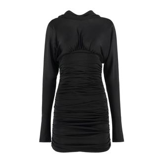 Saint Laurent Backless Mini Dress with Ruched Detailing