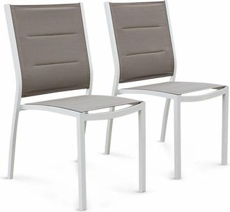 Sweeek Silla de jard&iacute;n apilable de aluminio, set de 2, blanco