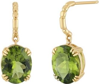 Bony Levy Iris Oval Cut Peridot Drop Earrings in 14K Yellow Gold at Nordstrom