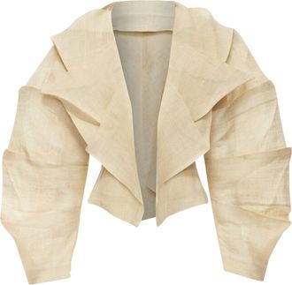 Issey Miyake 1991 Vintage Runway Dinosaur architectural pleated linen jacket XL