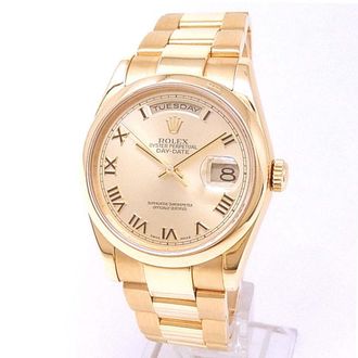 Rolex Pre-owned Rolex Day Date Automatic Chronometer Champagne Dial Mens Watch 118208 CRP