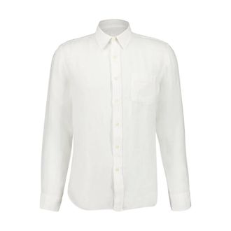 120% Lino White Linen Long-Sleeve Shirt