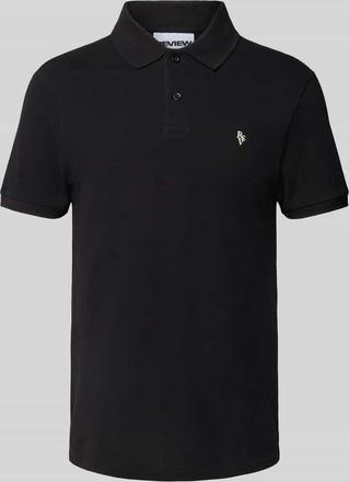 Review Regular Fit Poloshirt mit Label-Stitching in Black, Größe XXL