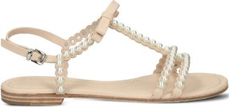 Kennel & Schmenger ELLE pearl-embellished bow sandals - women - Leather/Leather/Calf Leather - 38 - Neutrals