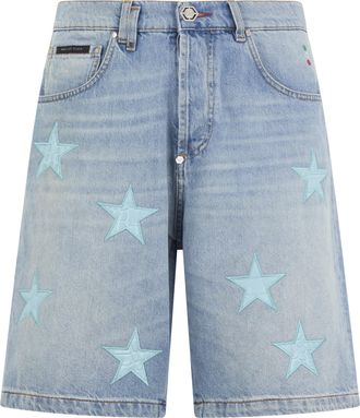 Philipp Plein Denim Shorts Cocco Stars