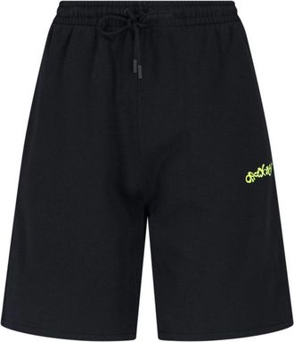 Off-white Mens Opposite Arrow Sweat Shorts in Black Cotton - Size Medium