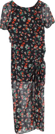 Maje Rancho midi-jurk met ruches en bloemenprint in veelkleurige chiffon