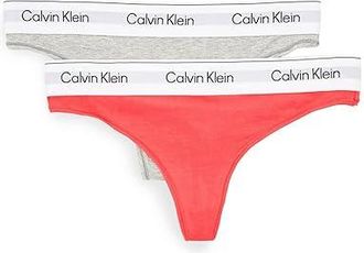 Calvin Klein Underwear Icon Cotton Modal Thong 2-Pack Womens Underwear Punch Pink/Grey Heather : MD (US 8-10)