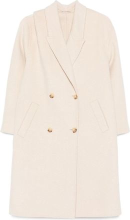 Liu Jo Double-Breasted Beige Coat With Elegant Scarf Detail