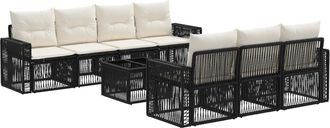 vidaXL Conjunto De Sof&aacute;s De Jard&iacute;n 8 Uds. Negro Rat&aacute;n Sint&eacute;tico Vidaxl