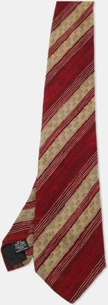 HUGO BOSS Boss By Hugo Boss Red/beige Diagonal Print Silk Traditional Tie