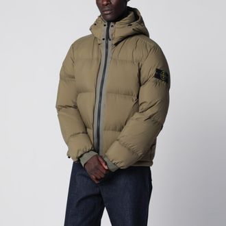 Stone Island Military green ripstop nylon zip-up down jacket