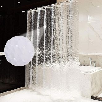 OEM Cortina De Ducha De Eva De 180x200, Antimoho, Impermeable, Transparente 3d, Lavable, Para Ba&ntilde;era, Con 12 Ganchos