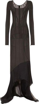 Dolce & Gabbana Asymmetric Sheer Maxi Dress - Womens - Silk/Elastane