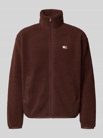 Tommy Jeans Regular Fit Teddyfell-Jacke mit Label Stitching in Dunkelbraun, Gr&ouml;&szlig;e XL