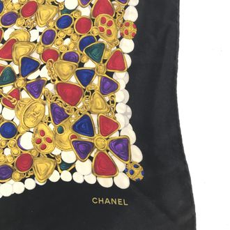 Chanel Silk Scarf With Vibrant Jewelry Womens Print (Pre-Owned)