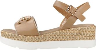 Repo Sandalia Plataforma - Dames - Sleehakken - Bruin - 37 EU - Leer - Schoenen