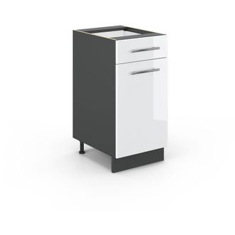 Vicco Mobiletto base per cucina Fame-Line, Bianco lucido, 40 cm senza piano di lavoro, Vicco