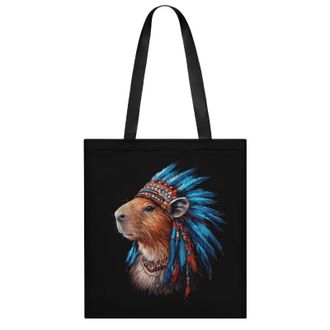 Generic Vintage Capybara Indian Chief Womens Tote Casual Shopping Bag Lightweight Shoulder Bags Hobos Handbag for Work Travel Daily 35x40cm