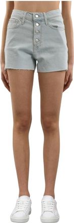 Calvin Klein Denim High-Waisted Shorts met Distressed Effect - Dames - Bermuda - Blauw - W27 - Denim - Korte Broeken