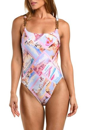 L'agence Remi Print One-Piece Swimsuit in Pink Multi at Nordstrom, Size X-Small