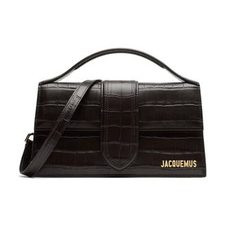 Jacquemus Handbags, female, Black, ONE SIZE, Crocodile Effect Leather Shoulder Bag