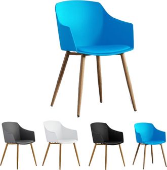 Life Interiors Silla De Pl&aacute;stico Eden Individual Con Cojines De Piel Sint&eacute;tica - Silla De Comedor Acolchada Para Comedor, Cocina - Azul