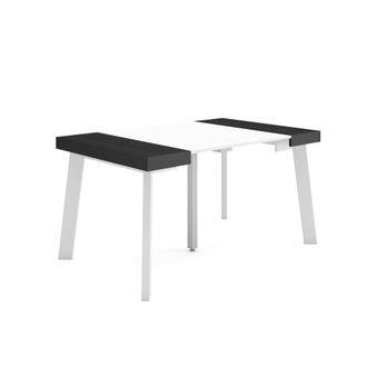 Skraut Home Mesa Consola Extensible, Mesa Comedor Plegable, 140, Para 6 Comensales, Patas De Madera, Estilo Moderno, Blanco Y Negro - Skraut Home